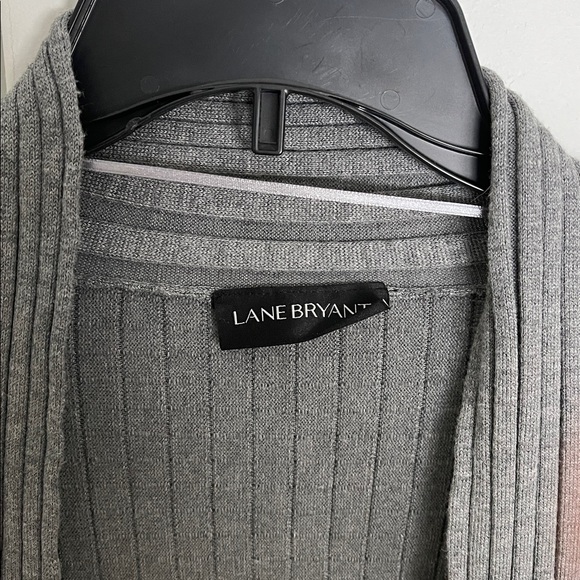 Lane Bryant Gray Ribbed Open Front Sweater - Picture 2 of 12